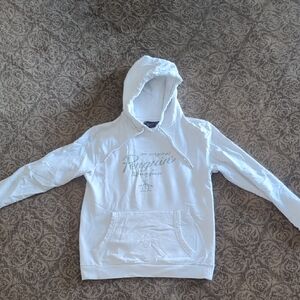 Original Penguin White Hoodie with Front Pocket Pouch, Small